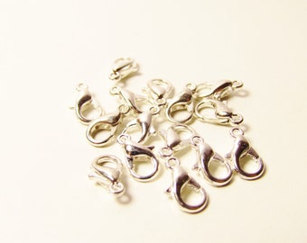 50 Lobster clasps silver color 6x10mm