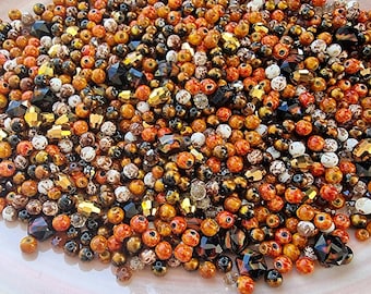 Glass beads mix 100g brown