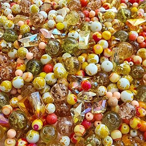 Glass beads mix 100g Yellow/Orange afbeelding 2