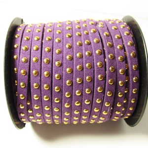 1m  Faux suede cord Aubergine 4,5x2mm with Deko rivets
