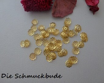 D-03221 - 50 Bead caps Gold 9mm Ø