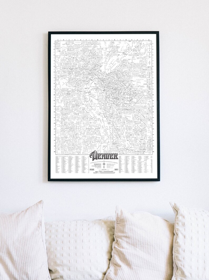 Unique Map of Denver / Living Room Wall Décor / Historic Etsy