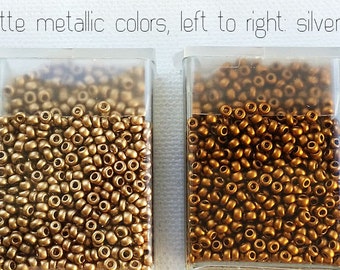 New Quantities Available! MATTE METALLIC Czech glass 11/0 seed beads - CHOICE - Silver, Gold, Brass, or Copper - 10 or 24 grams