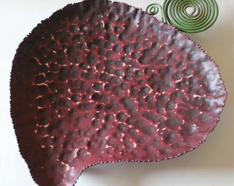 Blue Sky Laura Kelly Beet Root Tray - Blue Sky Footed Metal Platter - Hand Painted Rustic Country Garden Beet Shaped Tray - Embossed Tray