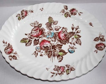 Vintage Johnson Bros Devon Sprays Roses Platter - Johnson Bros Oval Serving Platter - Devon Sprays Staffordshire Stoneware Platter - England