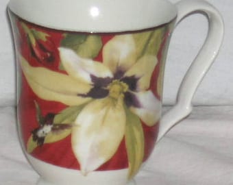 222 Fifth Belize Coffee Mug - 222 Fifth Tea Mug Belize - Porcelain Belize Floral Hummingbird French Country - 222 Fifth Mug Gift -Fine China