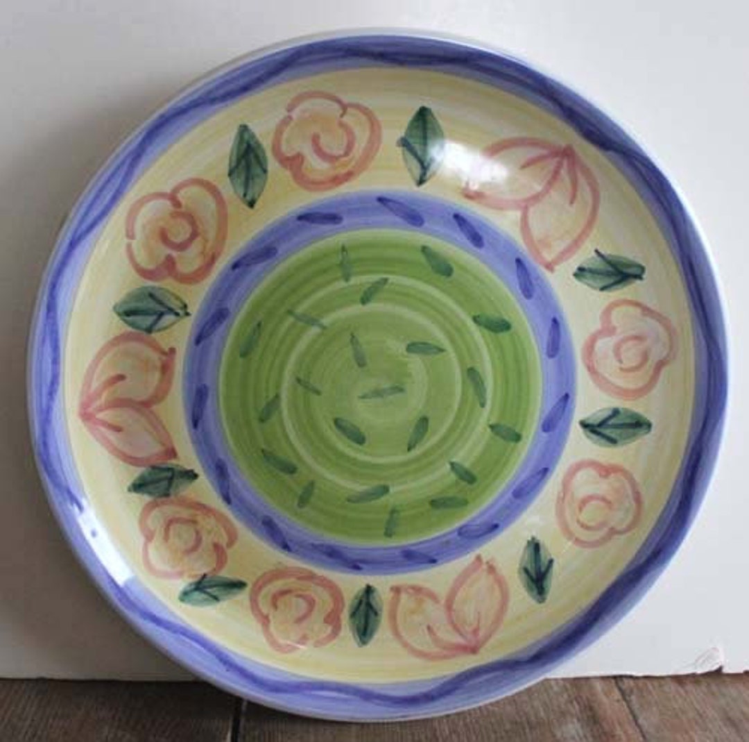 Vintage Caleca Irene Round Platter Caleca Hand Painted Chop Plate Hand