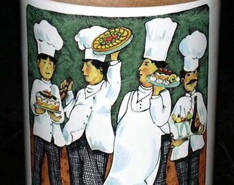 Vintage Baldelli Italy Blue and Green Ceramic Kitchen Canisters