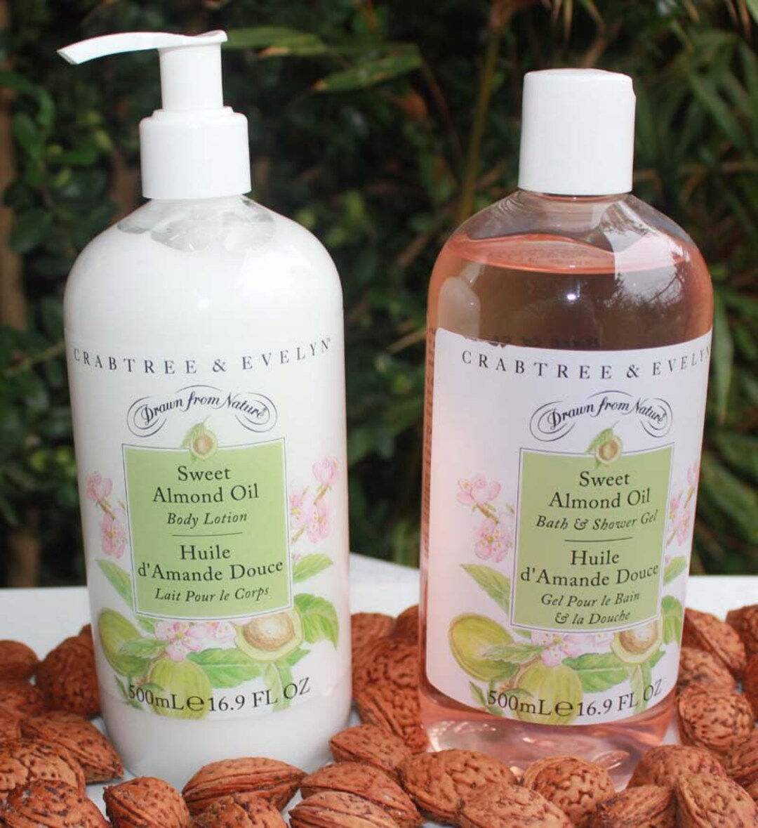 One Crabtree Evelyn Sweet Almond Oil Bath Shower Gel & One Body Lotion Sweet Almond Oil Bath