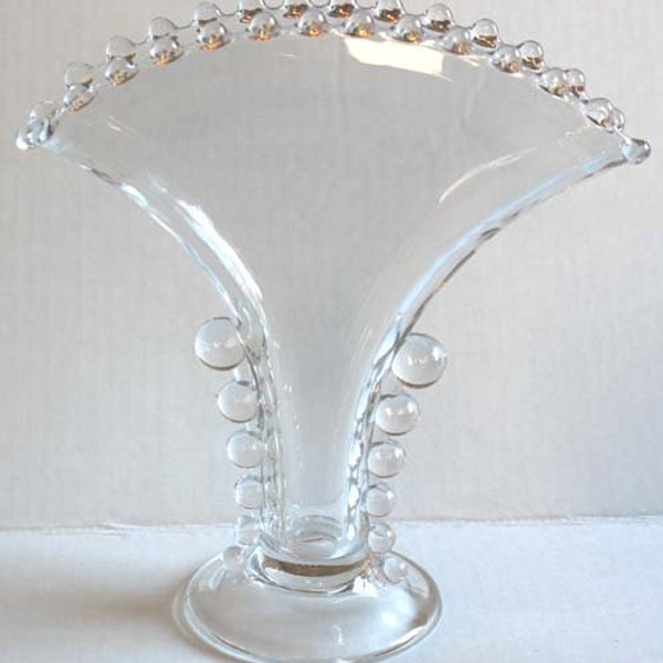 Vintage Imperial Glass Fan Vase - Imperial Candlewick Fan Vase - Collectible Clear Crystal Vase - Vintage Glass Vase - Bubble Edges