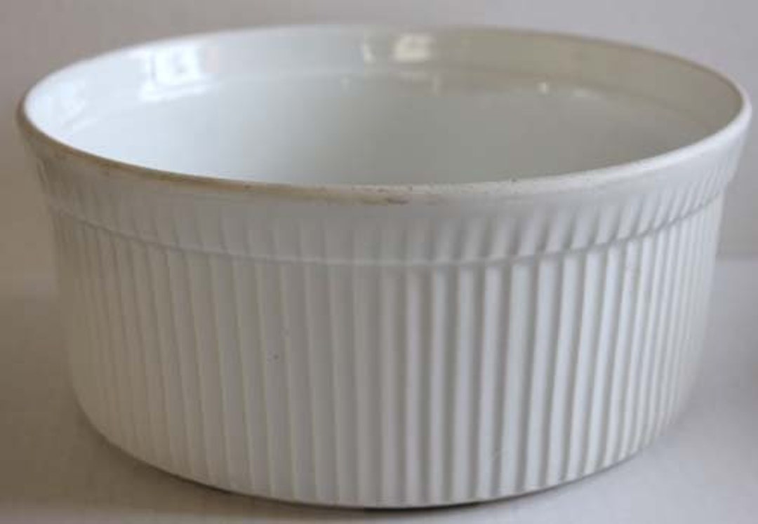 Apilco France Souffle Dish Apilco Baker W/ Embossed Channels Whiteware