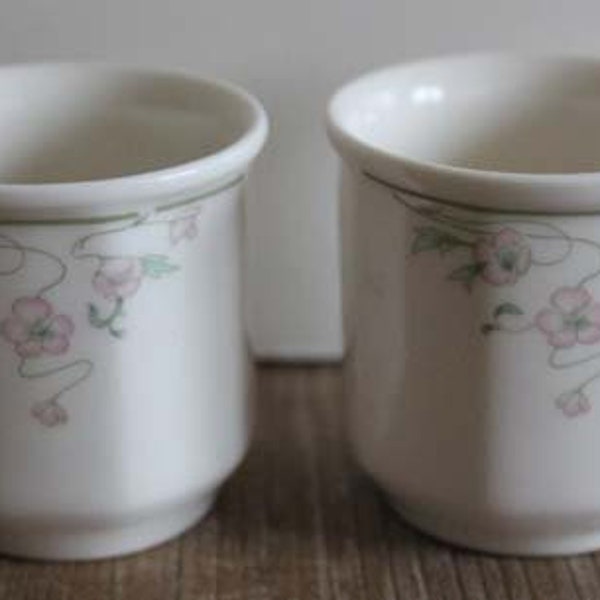 Set of 2 Royal Doulton Caprice Egg Cups - Porcelain Caprice Egg Cups - 1988 Floral Art Deco Design - Made in England