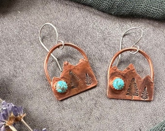 Mountain arch earrings with Kingman Turquoise