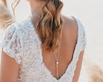 Bridal back necklace,  Backdrop necklace