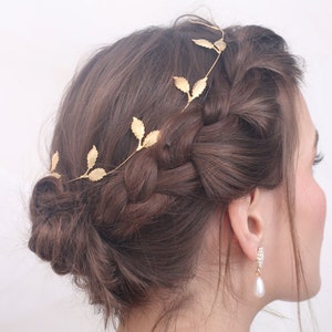 Silver or Gold Leaf Bridal Headpiece, Leaf Bridal Tiara