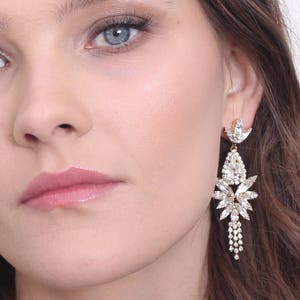 Kristall Braut Ohrringe, Rosegold Ohrringe, Brautschmuck, Chandelier Ohrringe, Hochzeit Ohrringe, Kristall Ohrringe, Statement Ohrringe