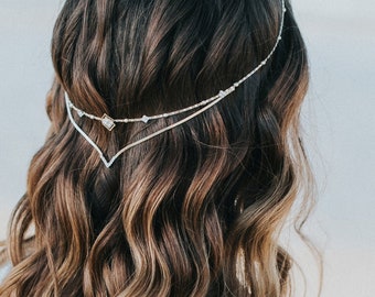 Bridal headpiece, wedding hair chain