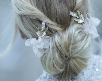 2 Bridal headpieces , bride hair accessory, Silk flower combs , wedding headpiece, Floral hairpiece, Brides hair jewelry, wedding accessory