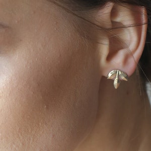 Gold leaf earring , Stud Leaf Earrings