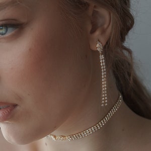 Long crystals earrings , Bridal earrings