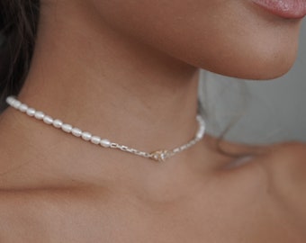 Freshwater Pearl Choker Necklace ,Dainty White Pearl Necklace, Bridal Necklace , Gift For Her