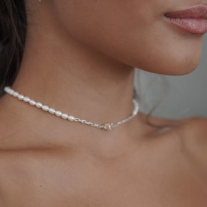 Freshwater Pearl Choker Necklace ,Dainty White Pearl Necklace, Bridal Necklace , Gift For Her