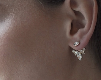 Bridal Ear Jacket, Gold Ear Jacket , CZ earjacket