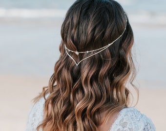 Boho headpiece, Bridal hair chain, wedding headband