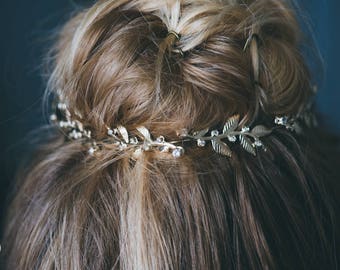 silver Bridal Leaf Tiara, Prom Leaf Headband ,Bride Crown Wedding, hair jewelry accessory  Headband tiaras, bridal headpieces  Accessories