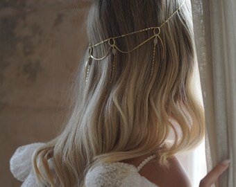 Bridal headpiece, wedding hair chain