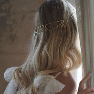 Bridal headpiece, wedding hair chain