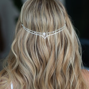 Bridal headpiece, wedding hair chain