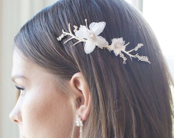 Bridal Gold Silk Flower Hair Pin