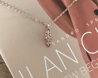 Rose gold delicate necklace ,Bridal dainty necklace, Vintage tiny necklace