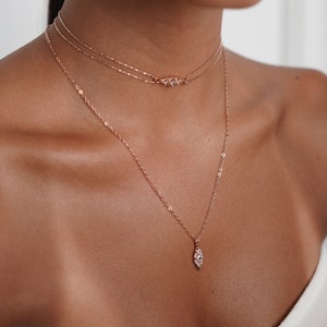 Set of 2 necklaces- Choker Necklace and  Dainty Necklace, Bridal Necklace , Gift For Her