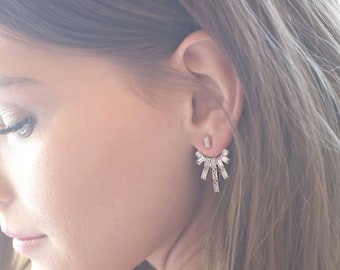 Bridal Ear Jacket,  Weddings Crystal Earjacket