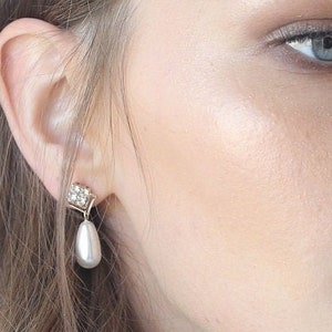 bridal pearl drop earrings