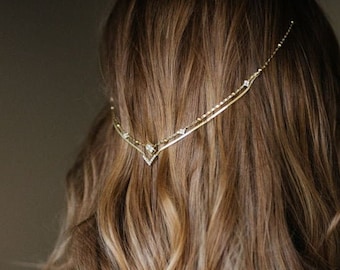 Bruidshoofddeksel, bruiloftshaarketting, boho hoofddeksel