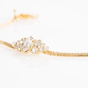 Thin Dainty Gold Swarovski Crystal Bracelet, Vintage Inspired Wedding Bangle