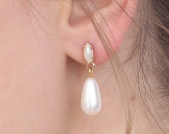 Swarovski Pearl Bridal Drop Earrings, Gold/Silver/Rose Gold Plated