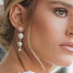 Orecchini a clip con perle a goccia, orecchini da sposa non forati