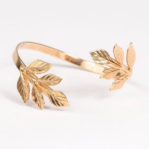 Rose Gold Leaf Cuff Delicate Bracelet For Special Occasion Luxurious Bracelet