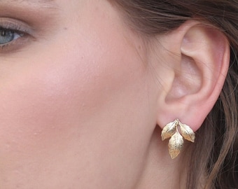 Gold Leaf earrings  , Simple Leaves stud earrings