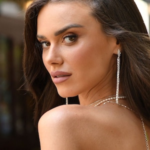 Long crystals earrings ,bridal statement earrings