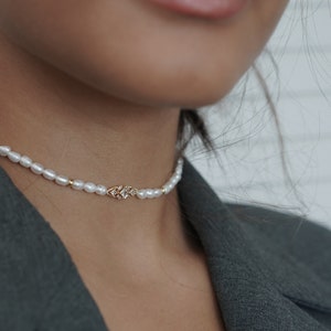 Freshwater Pearl Choker Necklace ,Dainty White Pearl Necklace, Bridal Necklace , Gift For Her