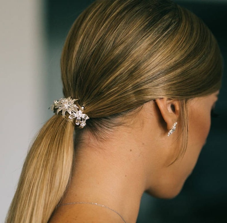 Wedding Headbandfloral Bridal Circlet Bridal Ponytail Etsy