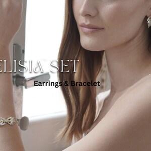 Bridal Jewelry Set, Earrings & Bracelet Set, Bridesmaid Jewelry Set, Geometric Jewelry Set