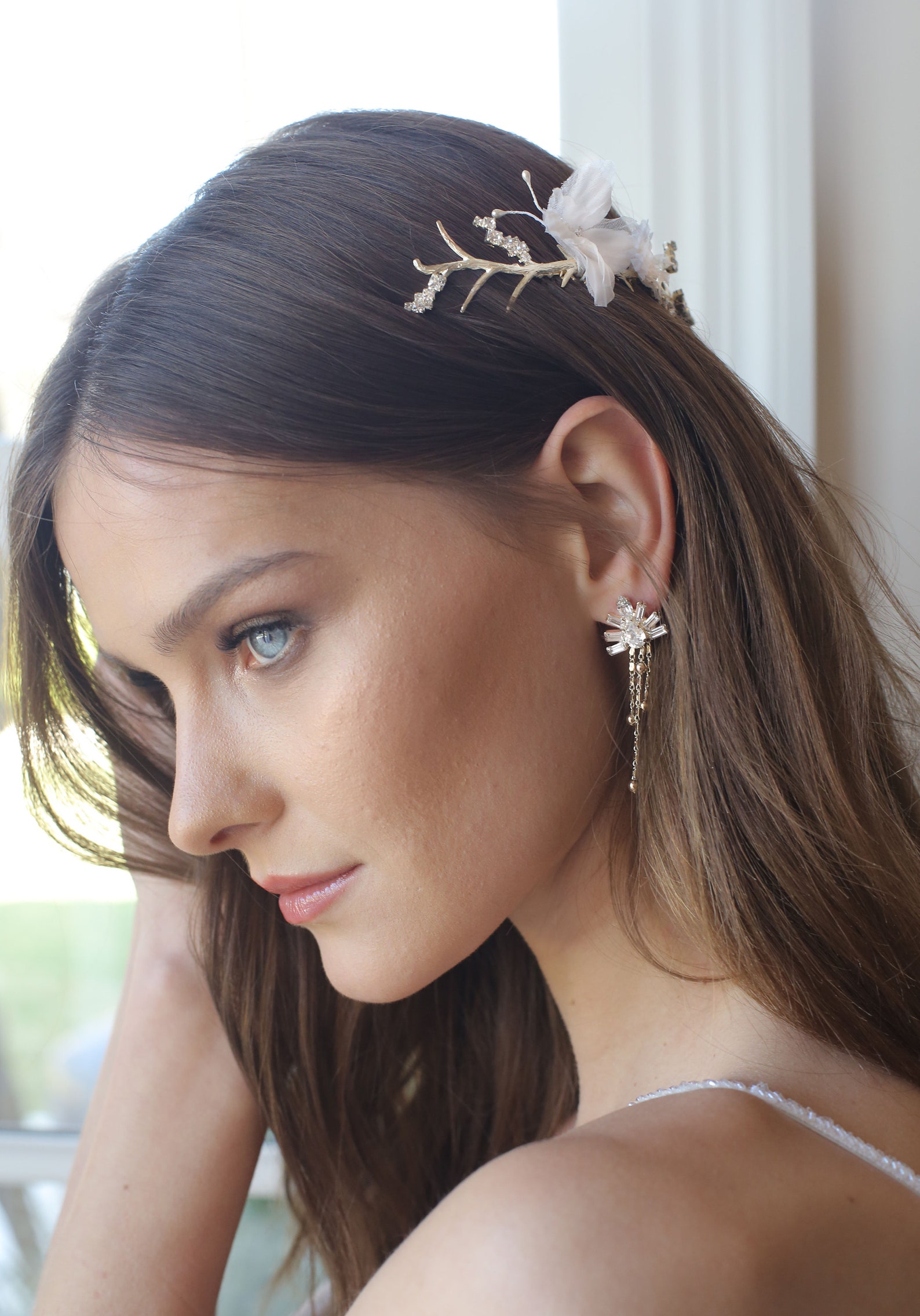 Bridal Gold Silk Flower Hair Pin Etsy