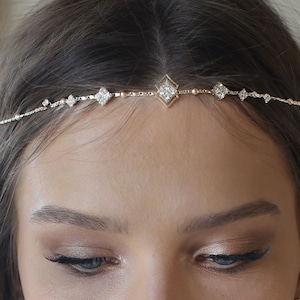 Boho Bridal Headband, Bridal Head Chain, Bridal Headpiece, Boho Head Piece, Bridal Forehead Band, Wedding Hair Accessory, Bridal Hairband image 6