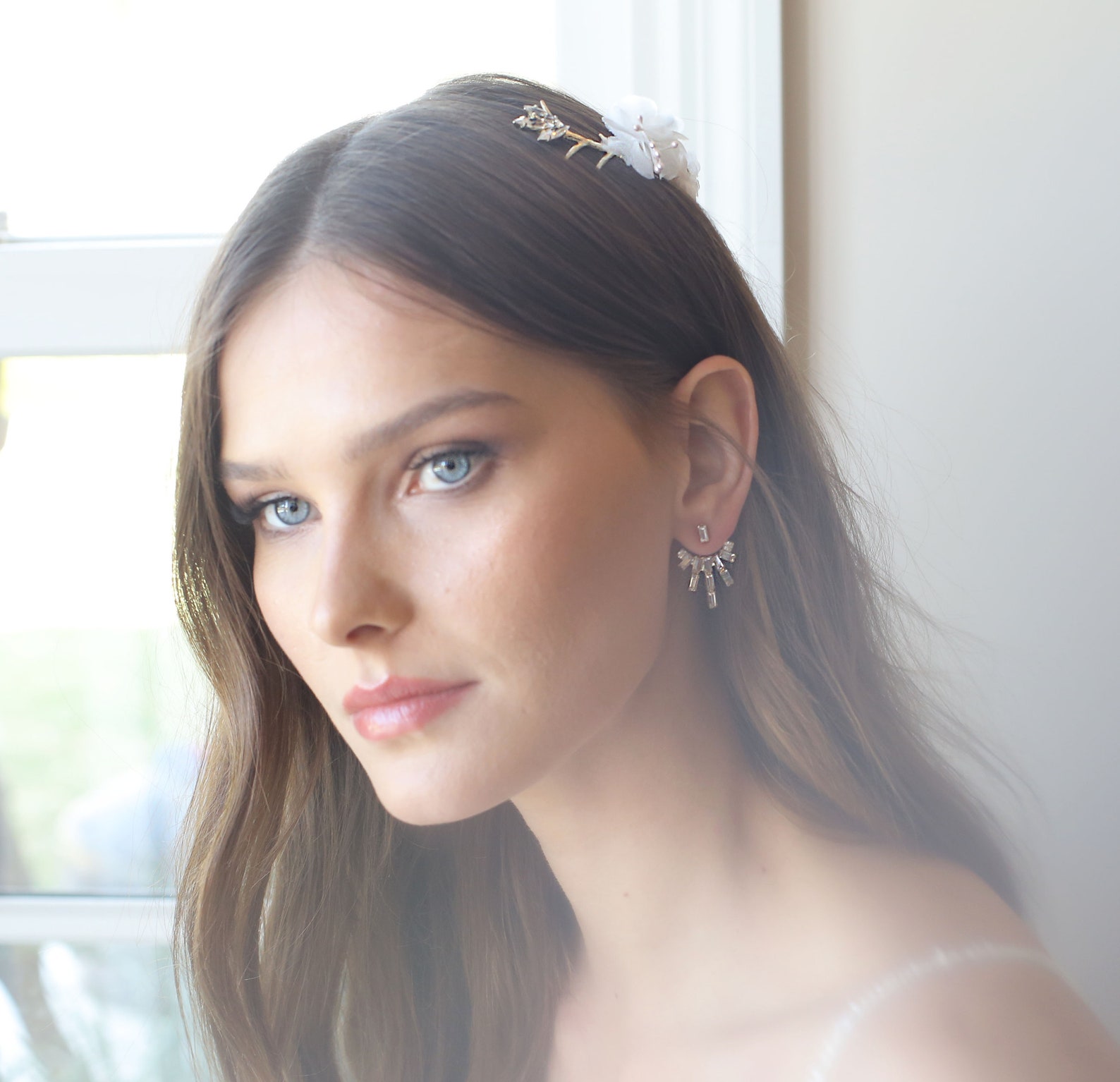 Bridal Ear Jacket Gold Ear Jacket Crystal Earjacket Silver Etsy